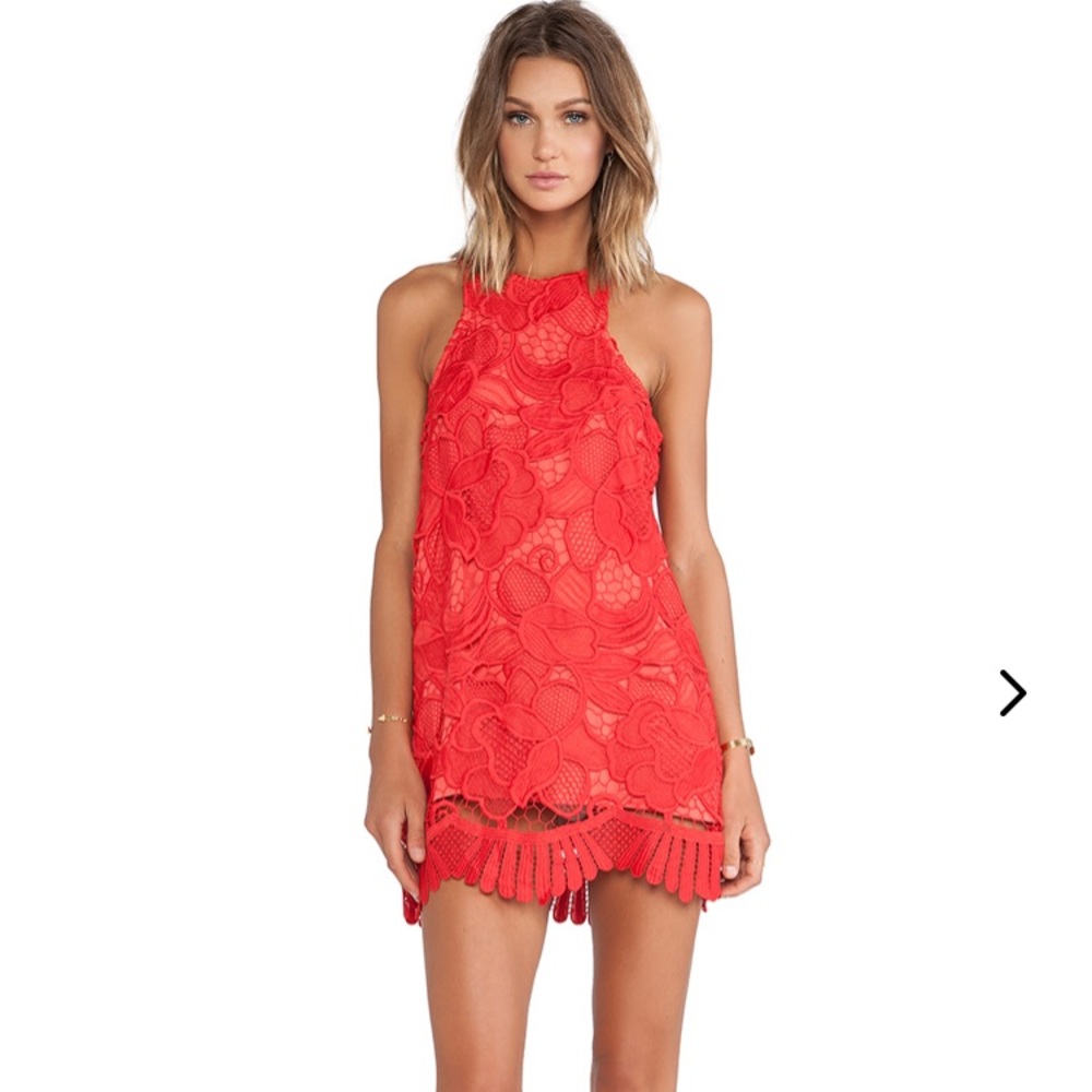 Lovers and friends Caspian red lace dress, small